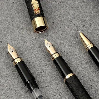 3-piece set of metal fountain pens with 0.38mm, 0.5mm, and 1.0mm nibs, perfect for calligraphy, artwork, and everyday writing. Comes in an elegant black gift box.