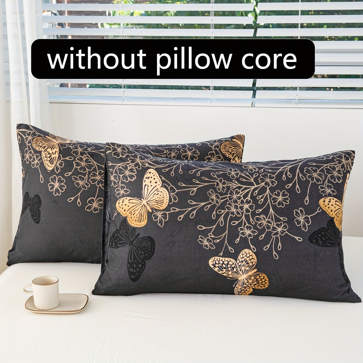 Choose from multiple sizes of these soft and comfortable polyester pillowcases, featuring a golden butterfly print. Perfect for adding a touch of elegance to your bedroom decor.