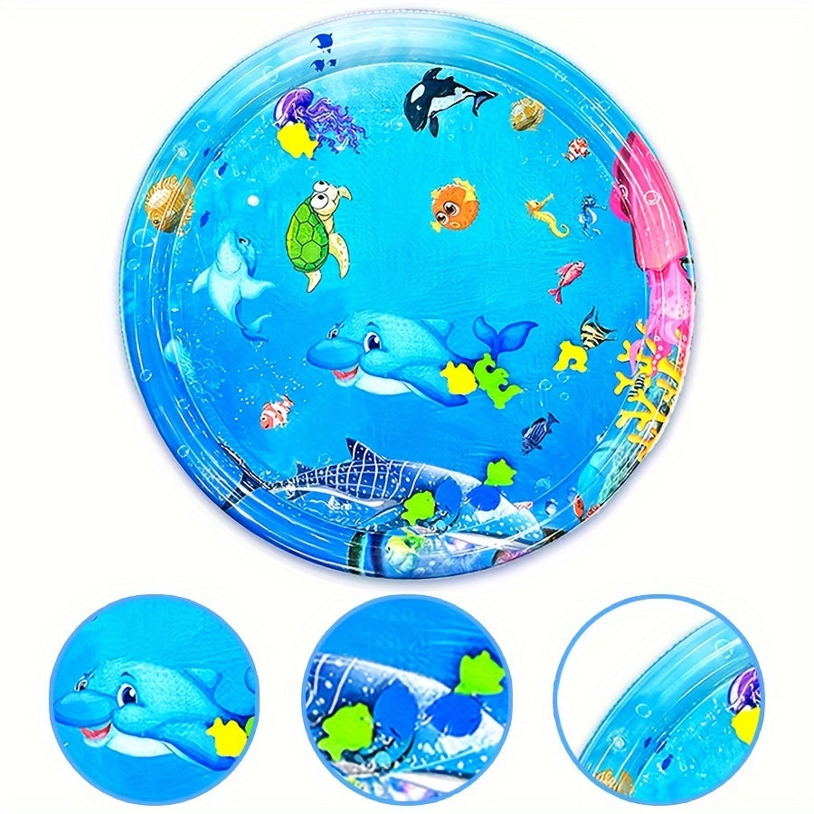 Encourage activity and sensory development in toddlers with our large round dolphin splash mat made of PVC.