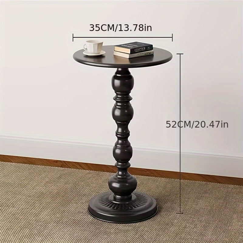 Stylish Black Metal Side Table - Retro Design, Small Coffee & Bedside Furnishing for Living Room and Outdoor Space