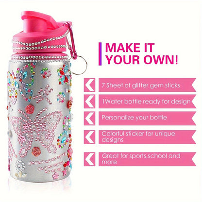 DIY Rhinestone Glitter Water Bottle: Personalize, Reusable, BPA-Free, 20 Oz, Fun Craft Activity.