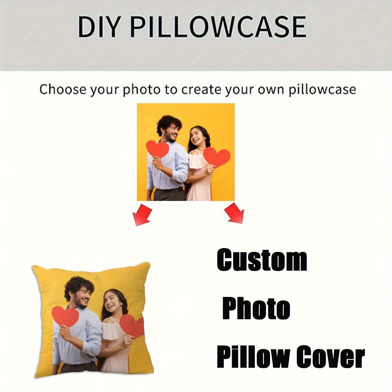 1 piece of personalized pillowcase featuring custom pictures and text, perfect as a Valentine's Day or wedding anniversary gift. Ideal for a holiday homemade gift, this single-sided printed pillowcase does not come with a pillow core. The dimensions are