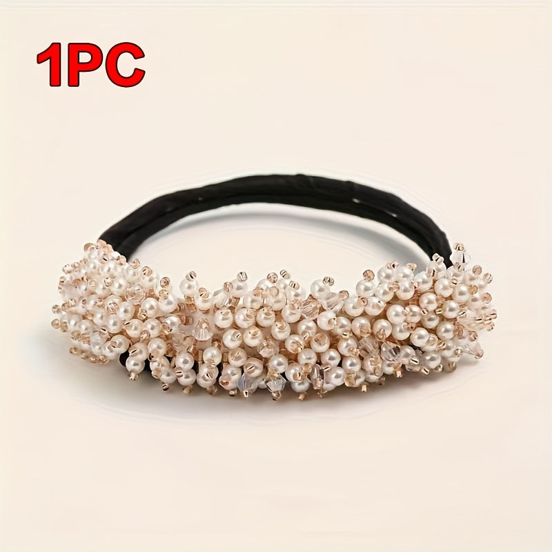 Elastic hair tie with sparkling crystal decorative hair loops for stylish women's hair accessories.