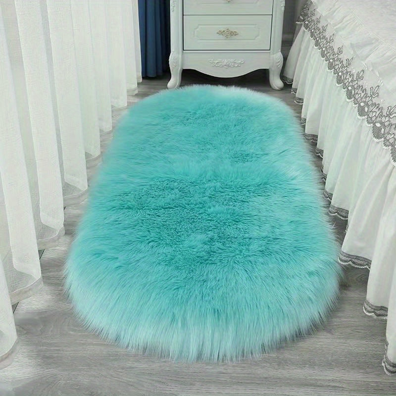 Soft and fluffy shag rug for bedroom or living room, featuring long plush faux fur material. Perfect for adding a cozy and aesthetic touch to your home decor.