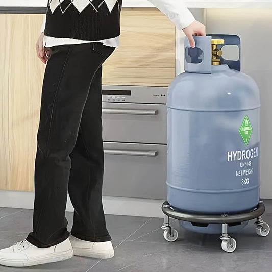 Stainless Steel Gas Cylinder Dolly with Lockable Wheels, Swivel Base, and Mobile Trolley - Ideal for Kitchen, Catering, and Hotel Use for Secure and Convenient Transport.