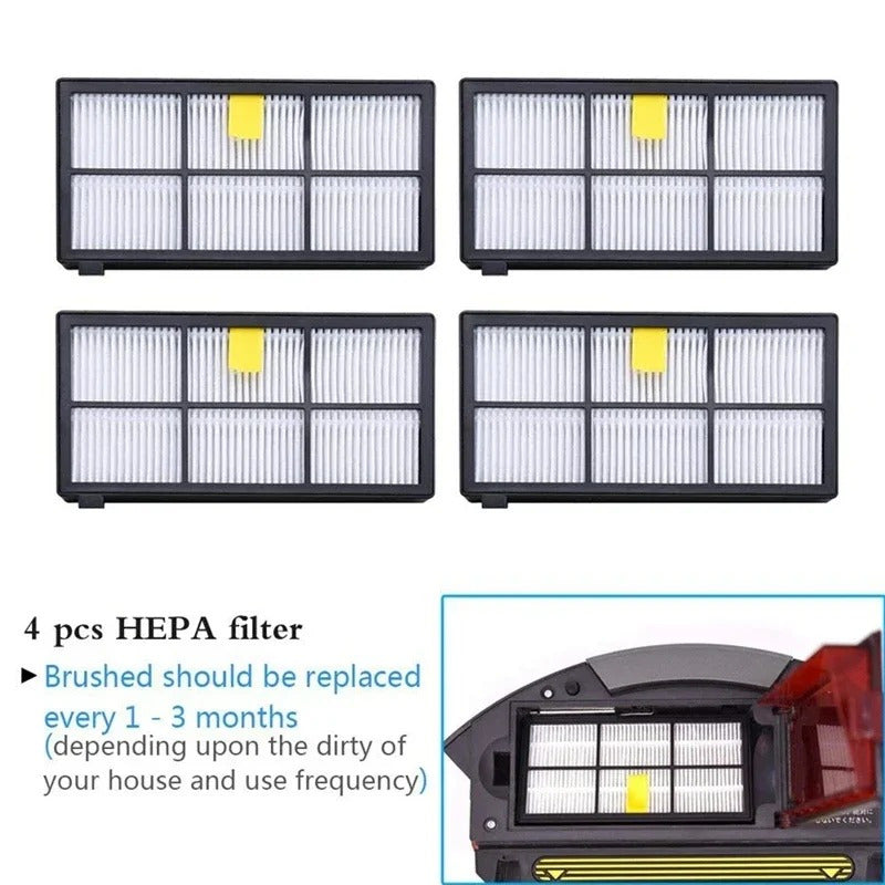 Accessory kit for iRobot Series 800-980 includes 11 pieces such as main brush, side brushes, HEPA filters, and high-efficiency dust bags.