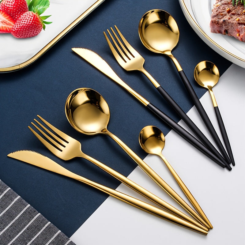 24-piece stainless steel cutlery set with Portuguese design for Western dining.