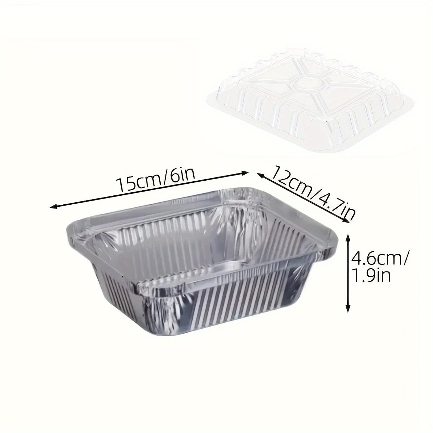 Fifty Disposable Aluminum Foil Pans with Lids, Sized 15.24x11.94 cm - Great for Takeout & Food Preservation, Features a Splash-Proof Design, Perfect for Holiday Use