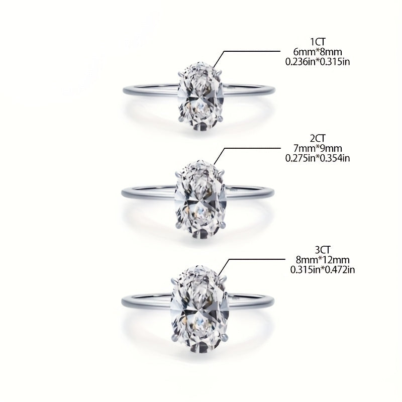 [Bestseller] Stunning Oval Cubic Zirconia Engagement Ring in 1CT/2CT/3CT sizes, crafted in high-quality s925 Sterling Silver. This elegant ring is perfect for weddings, promises, or as a gift for that special woman in your life. Ideal for parties and