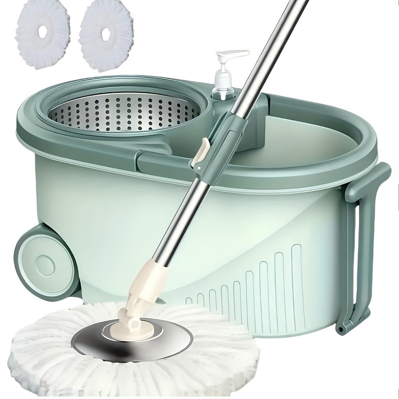 Get a hands-free cleaning experience with our Rotating Mop and Bucket Kit! This set includes 2 replacement mop heads and is perfect for wet and dry use. Ideal for cleaning hardwood floors, laminate, tiles, and wooden floors, this kit is a must-have for