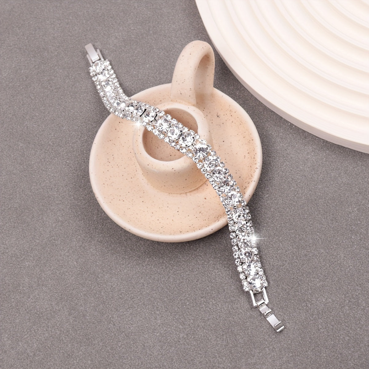 Zarif 925 Sterling Silver Moissanite Bilaguzuk, Porloq Rhinestone Bangle, Ayollar uchun Elegan Zargarlik