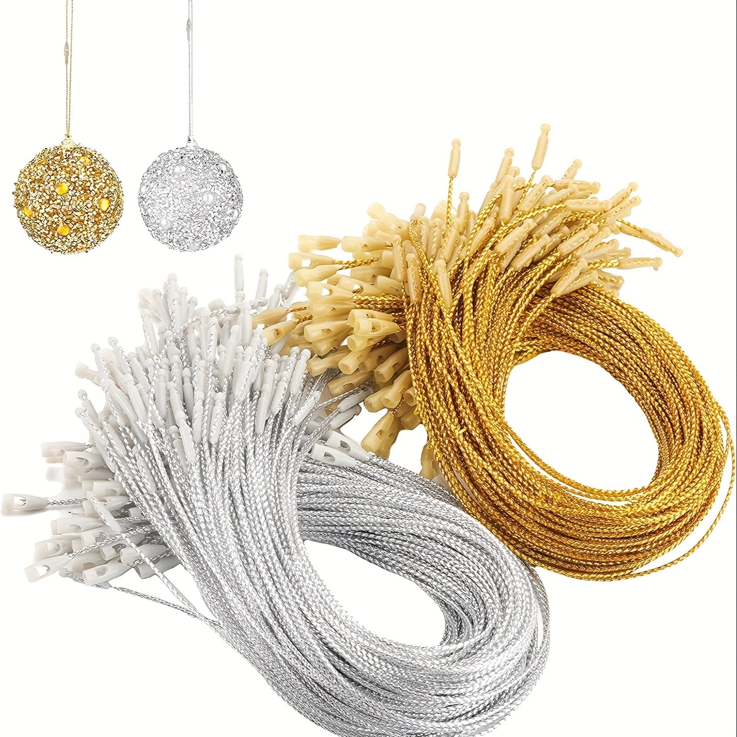 100/300 pieces of 20cm golden and silver threads for Christmas tree decorations and ornaments.