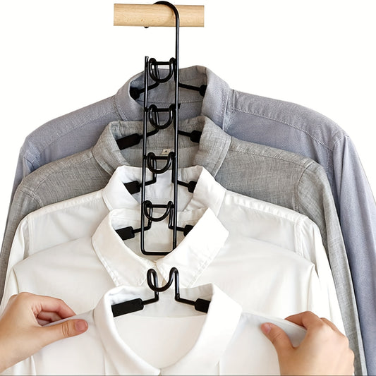 Multi-Layer Metal Clothes Hanger with Detachable Anti-Slip Rack - Organize Suits, Shirts, and Sweaters in Your Closet or Bathroom for Space-Saving Wardrobe Storage in Dorms or Homes.