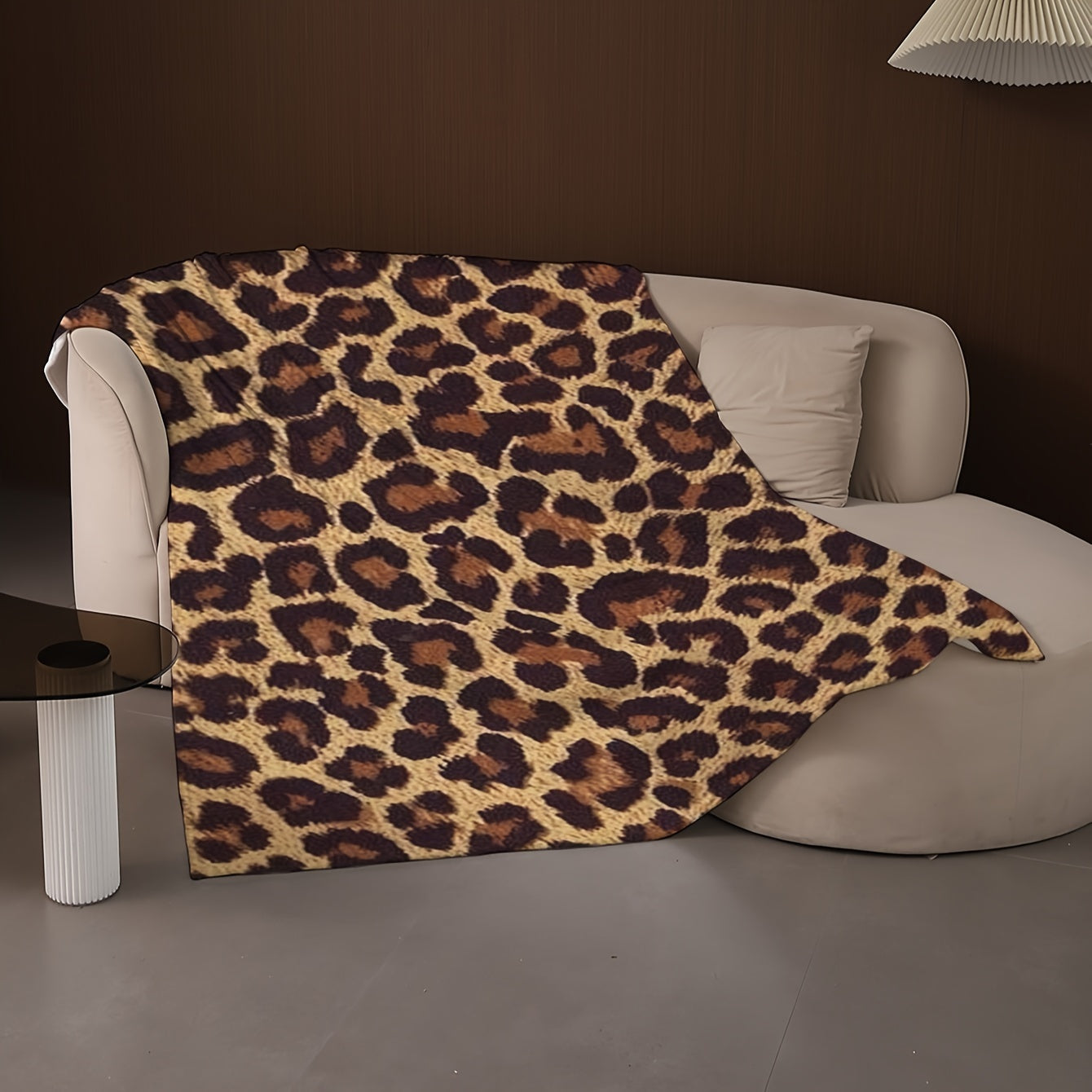 Contemporary Leopard Print Coral Fleece Blanket offers 1 piece – Soft, Warm, All-Season Knit Polyester Throw perfect for Sofa, Bed, Office, Camping, Travel - Features Digital Print, 180-200gsm.