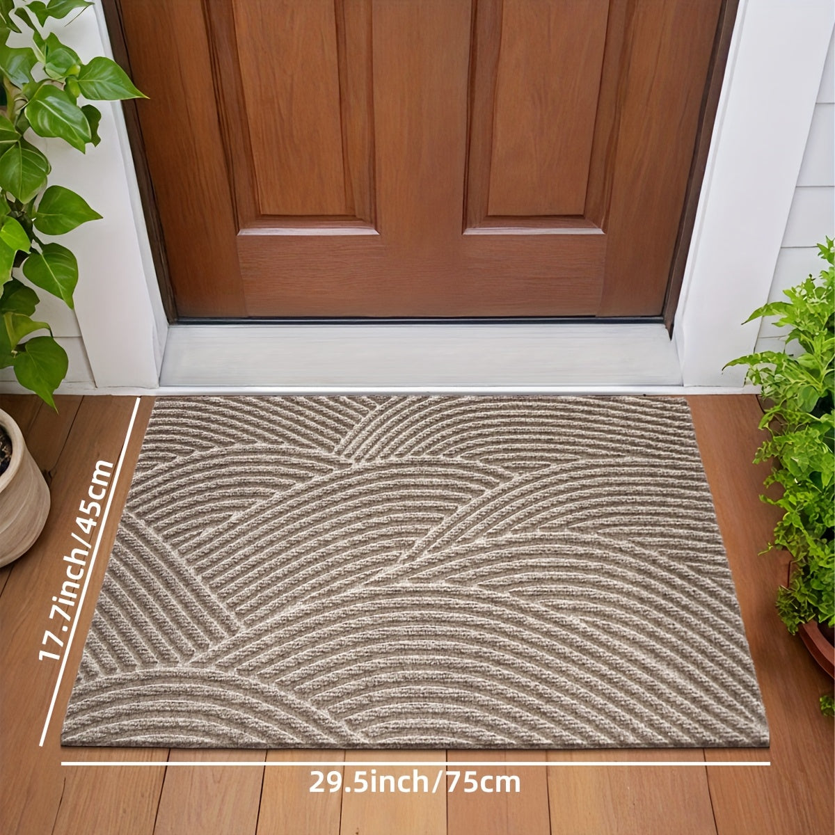 DJIANG Geometric Striped Door Mat, Non-Slip, Absorbent, Washable Rug for Indoor and Patio. Stain Resistant Polyester, Hand Wash Only.