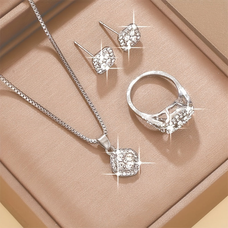 Alloy pendant necklace, earrings, and ring set designed for men.