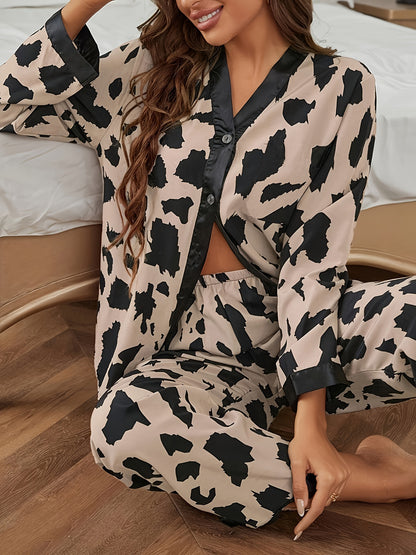 Stylish European and American pajama set featuring milk pattern, ideal for spring and autumn.