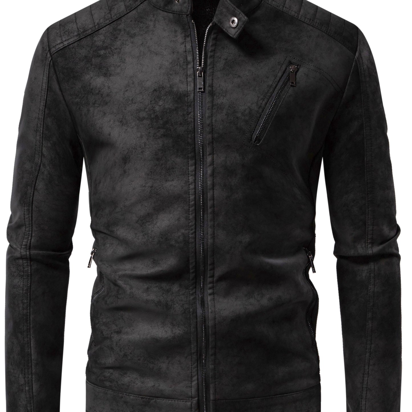 Men's retro bomber jacket made of imitation suede PU leather, ideal as a gift.