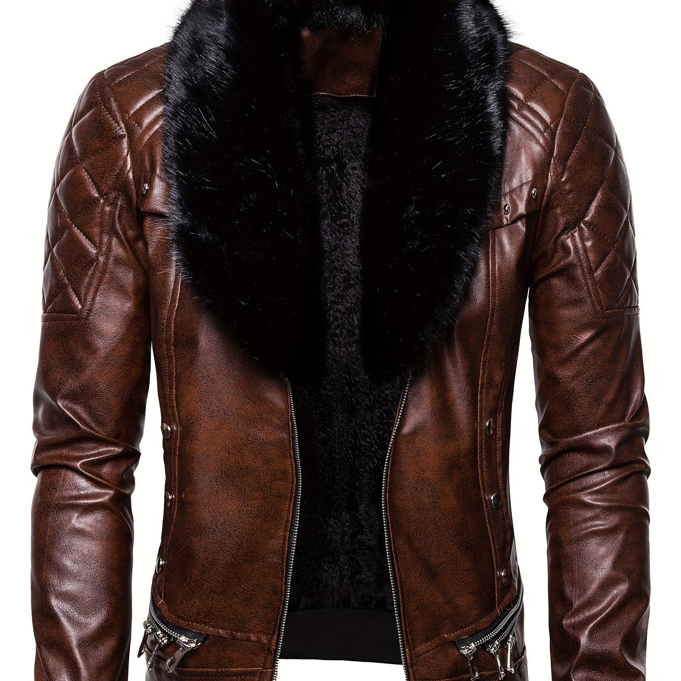 Middle Eastern style Men's jacket with detachable fur collar.