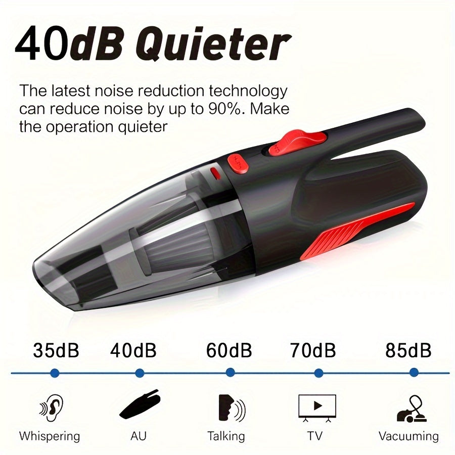 Dual-use high-power handheld wireless vacuum cleaner for household and car use, with USB charging.