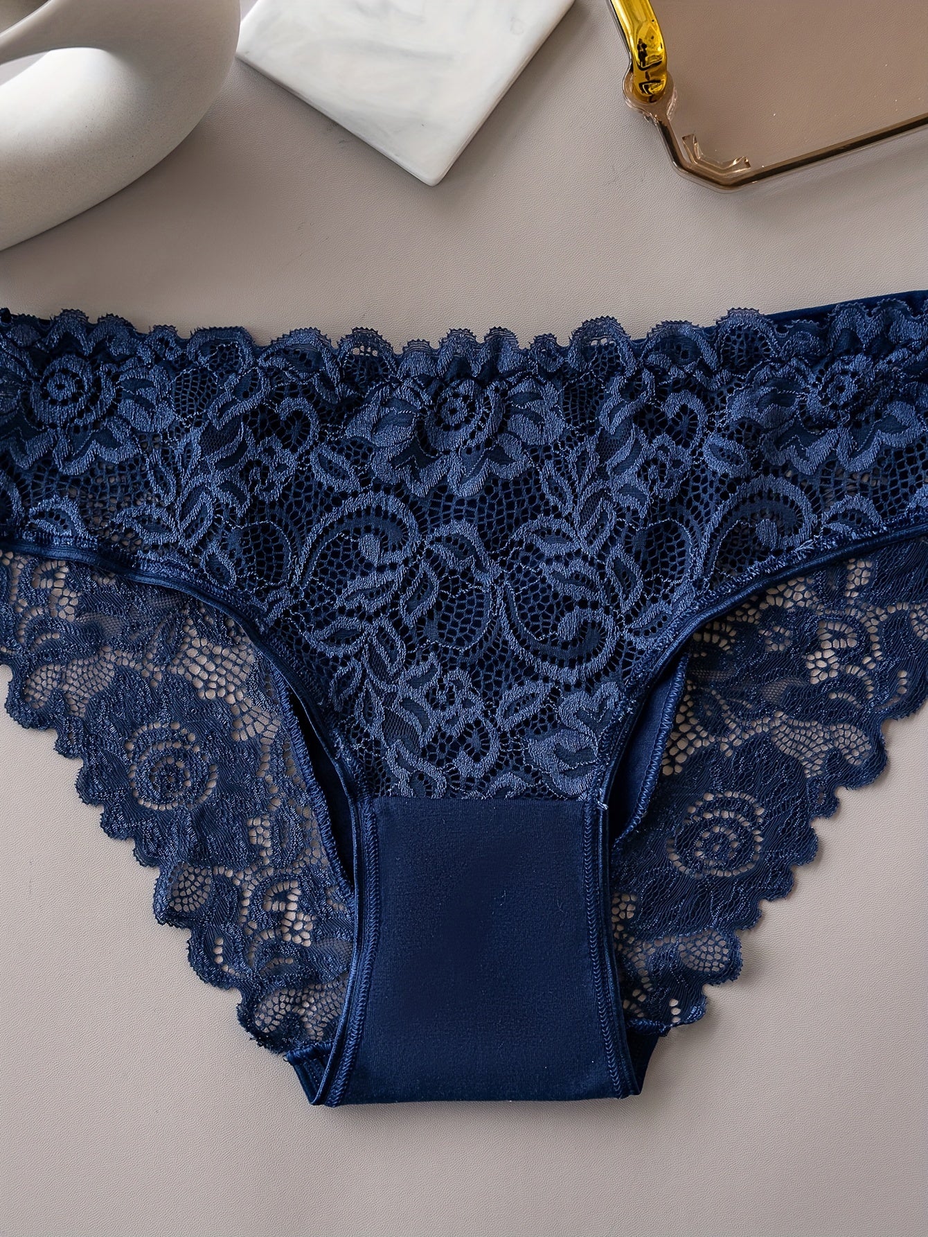 5 Lace Scallop Trim Panties: Elegant, Comfy, Sexy Intimates for Women's Lingerie