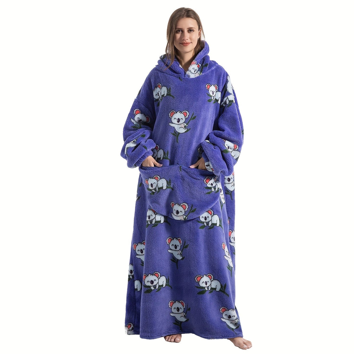 Stay warm and cozy with our 1pc Extra Long Oversized Blanket Hoodie, featuring sleeves and pockets for ultimate comfort. Made of super warm and soft fleece, this giant blanket hoodie is perfect for both women and men.