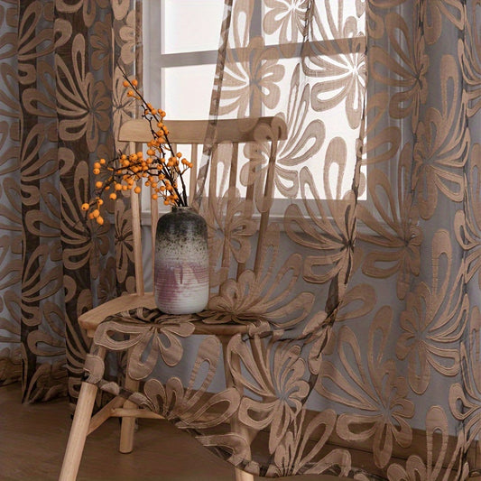 Set of 2 lovely floral pattern curtains with rod pocket design, perfect for enhancing the decor of the living room, bedroom, dining room, balcony, office, or any room in your home.