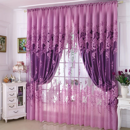 This sheer curtain features a delicate flower pattern on a single layer of translucent material, giving it a pastoral style. It is rod pocketed and does not come with a cloth lining, making it suitable for adding a touch of elegance to your living room