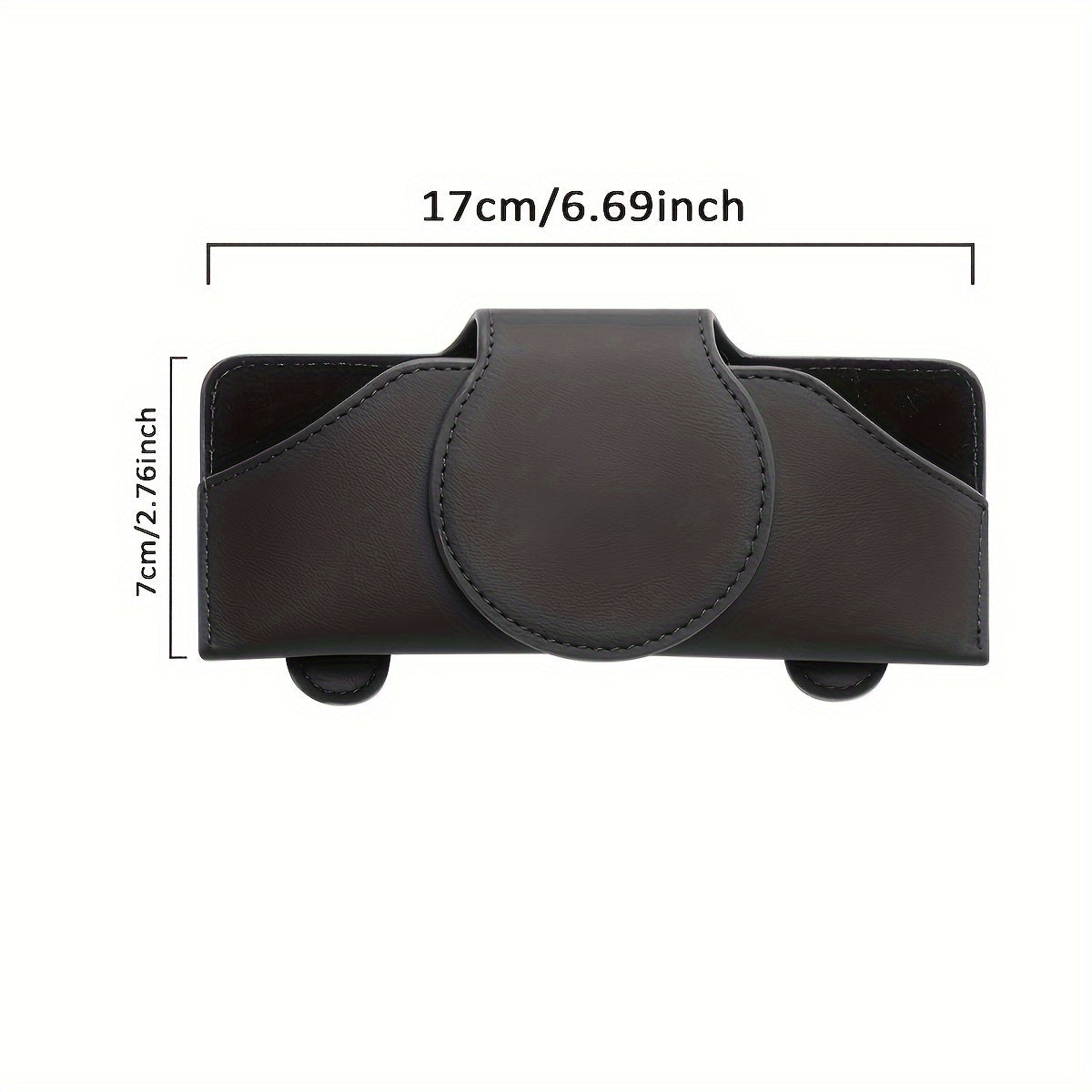 Car visor glasses holder with magnetic closure, PU leather eyeglasses storage clip, vehicle sun visor organizer with strong adsorption.