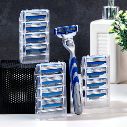 IGUETTA Men's Safety Razor Set with 3-Layer Stainless Steel Blades for Beard & Mustache Grooming, includes Replacement Heads