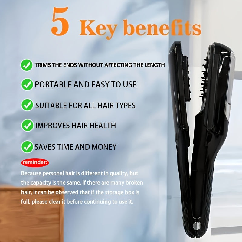 High-quality cordless hair trimmer for split ends, automatic care for damaged hair, ensuring comfortable and smooth hair.