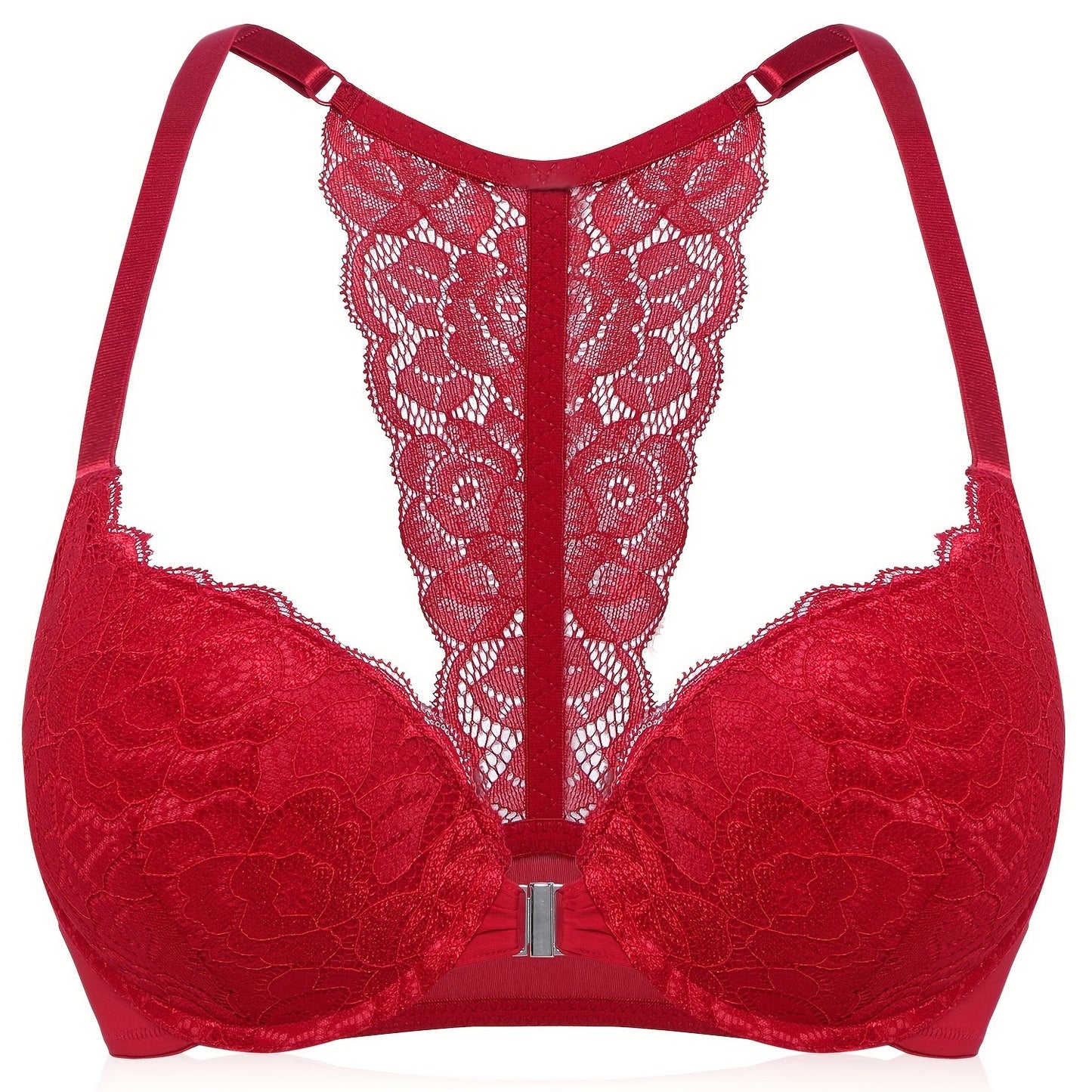 Floral lace underwire bra with seamless design, comfy push up fit, for women's lingerie.