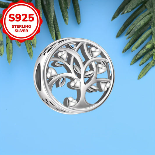 Sterling silver family tree pendant, perfect for DIY jewelry making. Great gift idea for Christmas, Thanksgiving, and Mother's Day for both women and men.