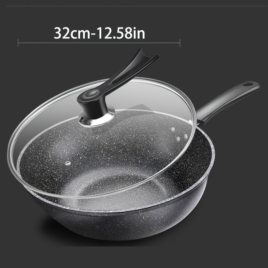 Set of 3 Maifan Stone Non-Stick Cast Iron Cookware Pieces, Suitable for All Stove Types, Hand Wash Only, Comes with Lid - Must-Have Kitchen Set