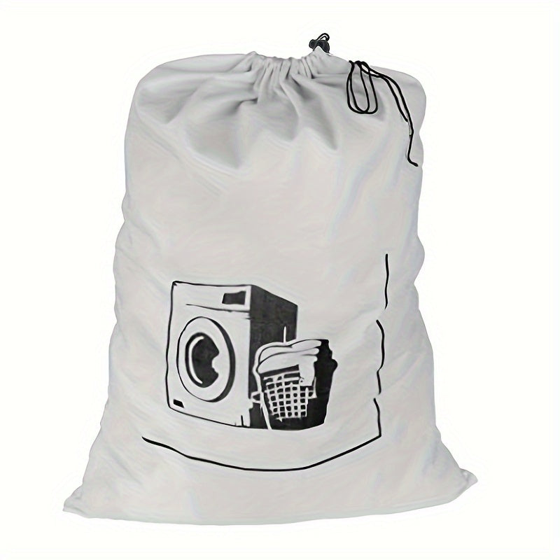 One-piece durable cotton laundry bag measuring 44.96 cm X 65.02 cm. Features a drawstring closure for storing dirty clothes or toys. Machine washable and reusable, perfect as a large laundry hamper liner.