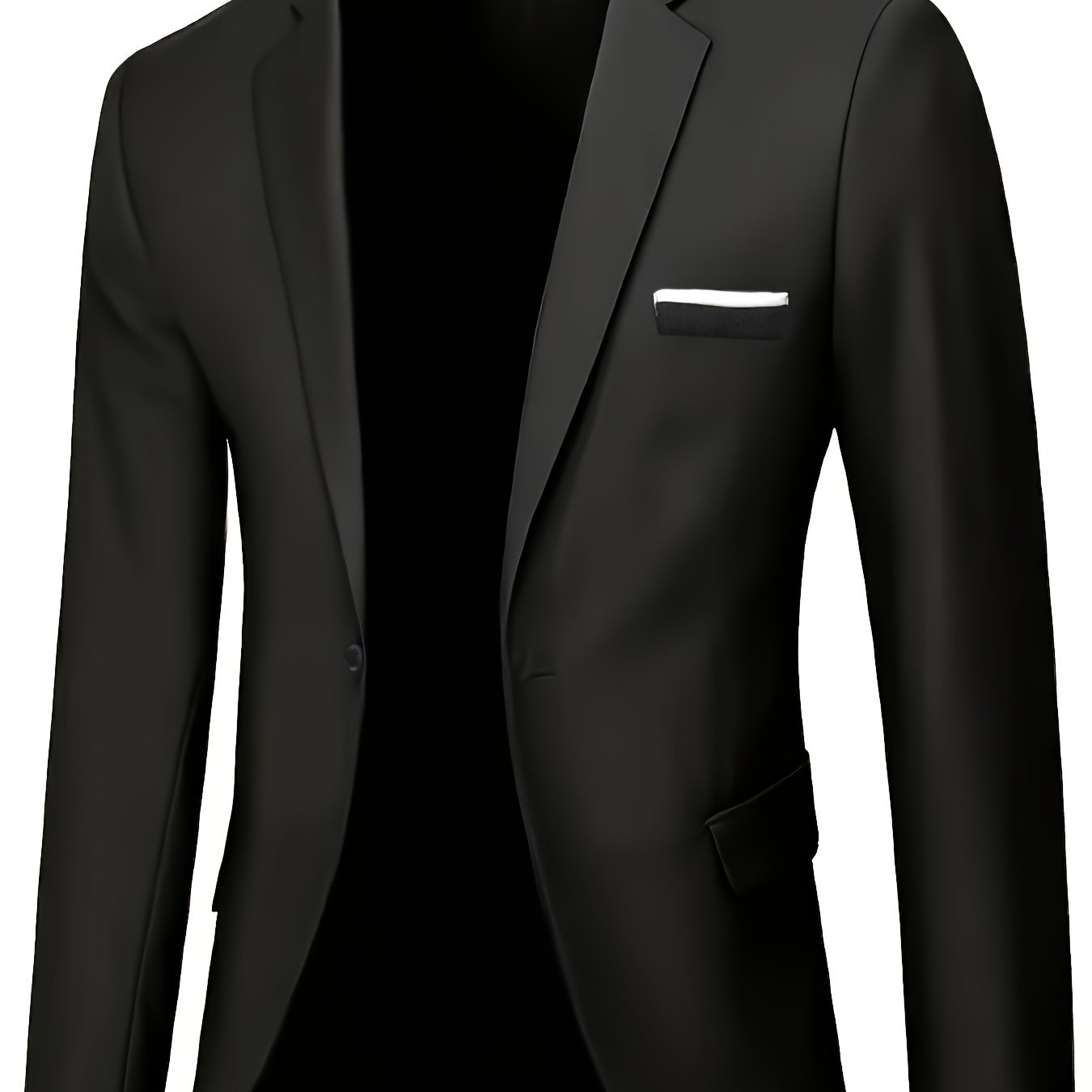 One-button men's casual blazer with flap pockets, ideal for business wear in plus size.