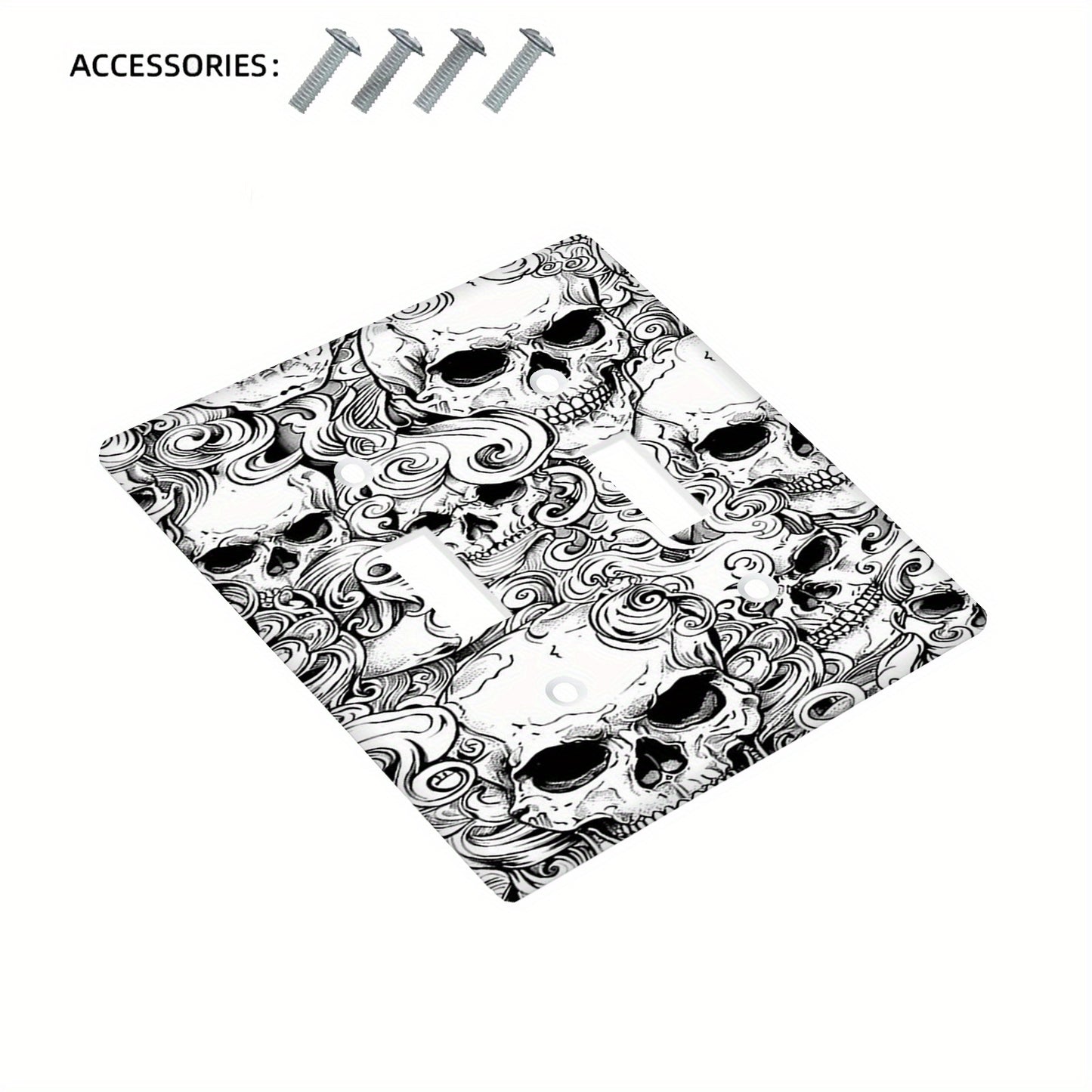 Durable skull design wall plate cover for home or office, easy to clean, no battery needed.