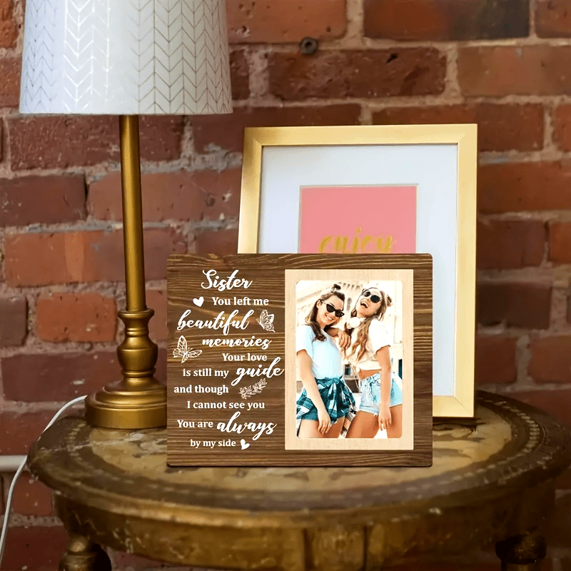 Sister Picture Frame, Sympathy Gift for Loss of Loved Sister - Custom Wooden Framed Canvas Painting, Bereavement Gifts for Loss of Sister, Remembrance Memorial and Eid Al-Adha Mubarak Gift