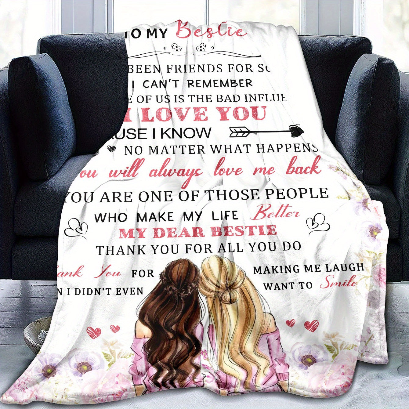 Flannel Blanket with Printed Envelope Design - Perfect Gift for My Bestie! Versatile, Warm, and Cozy Throw Blanket for All Seasons. Ideal for Couch, Bed, Sofa, Office, Camping, or Travel. Adds a Touch of Home Decor. Great Holiday Gift for Your Bestie!