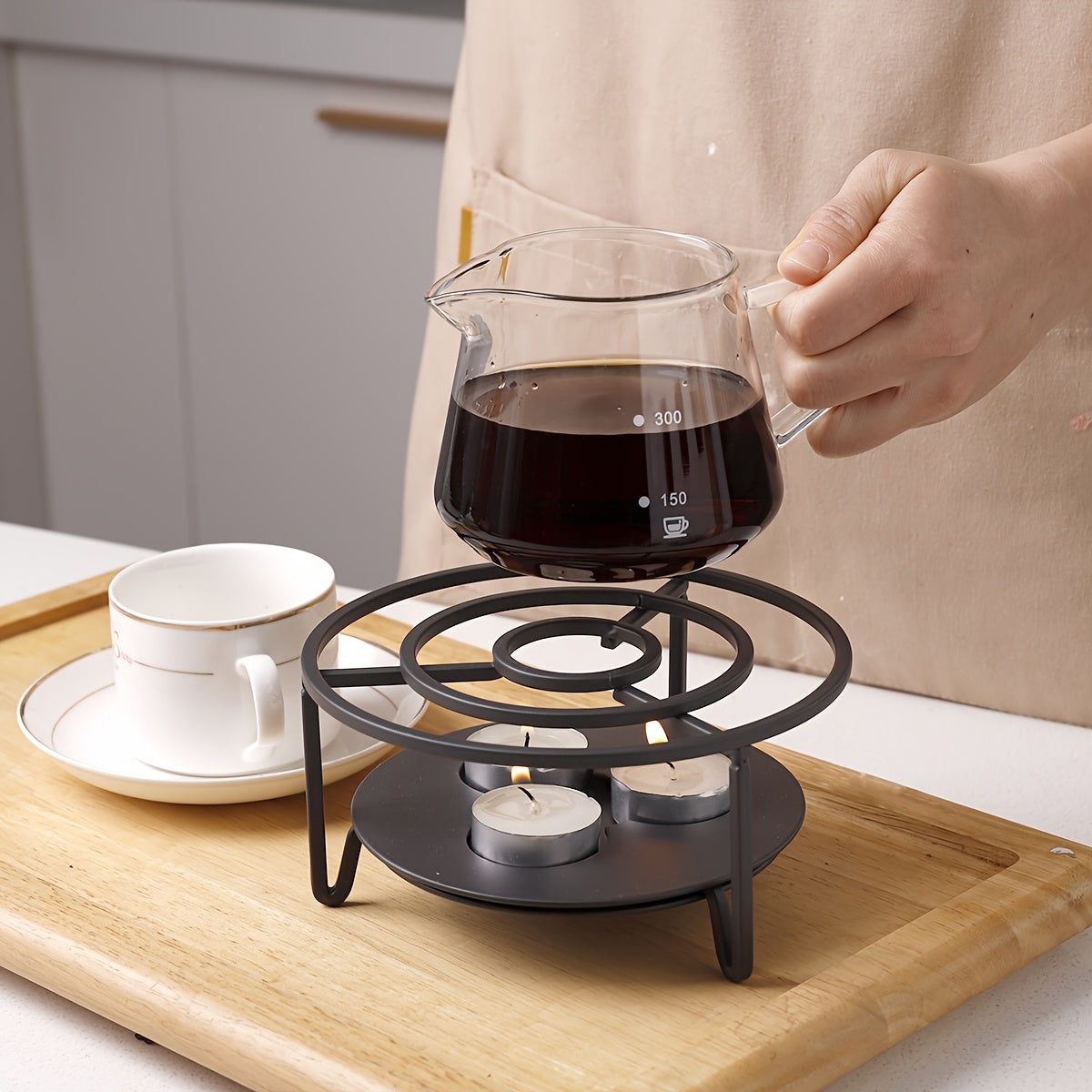 Portable Iron Teapot Warmer - No Electricity Required, Perfect for Indoor and Outdoor Use with Insulated Base