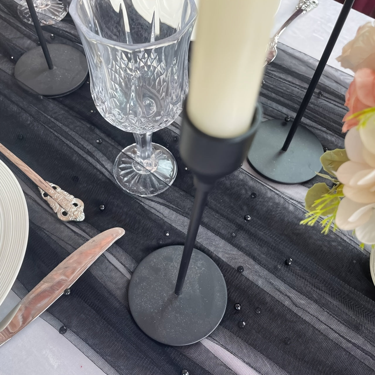 Enhance the ambiance of your special events with our Romantic Pearl Lace Table Runner. Perfect for weddings, bridal showers, and more, this elegant decoration is crafted from embroidered sheer chiffon tulle that is wrinkle-free for a luxurious look.