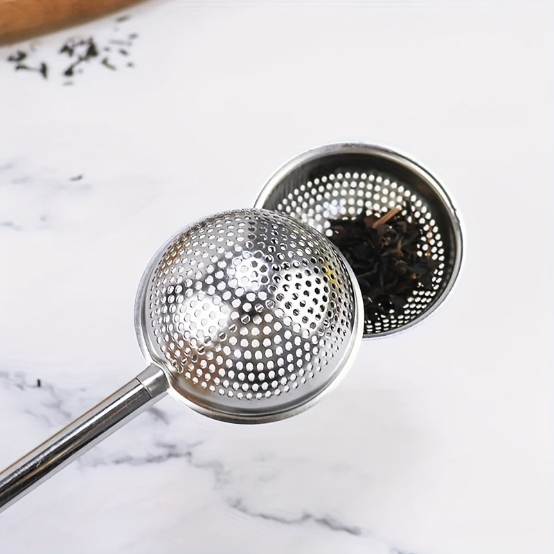 Essential Kitchen Tool: Telescopic Round Ball Tea Infuser, Perfect for Loose Leaf Teas, Stainless Steel Long Handle for Ideal Brewing