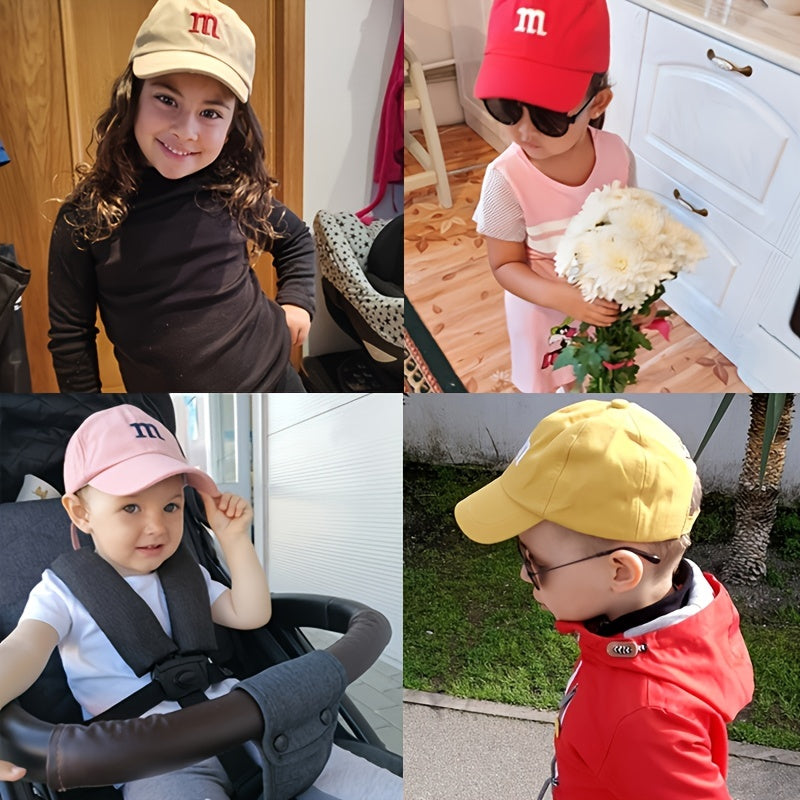 Fashionable children's baseball cap with adjustable fit and solid letter design for baby boys.