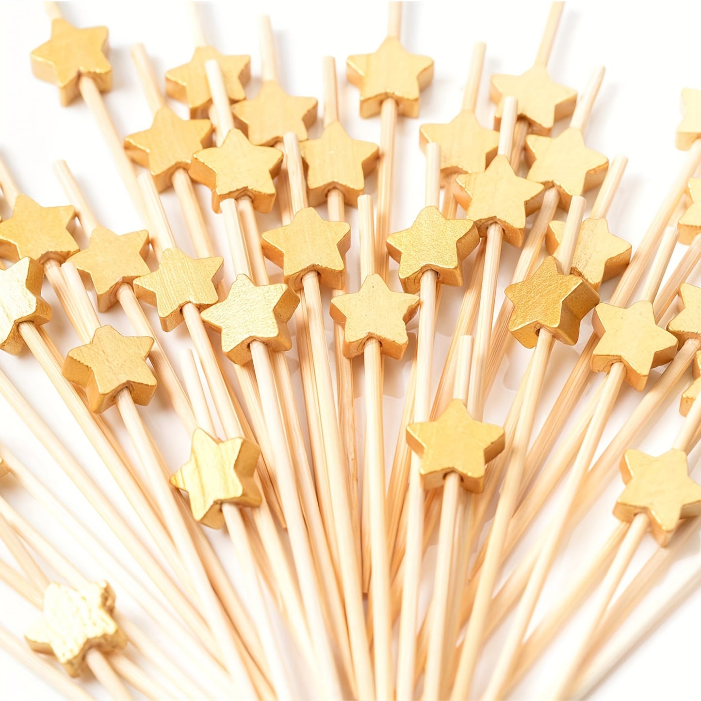 100 handmade Matt Gold Star cocktail picks for party supplies