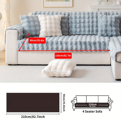 1pc Thick Plush Sofa Cover - Imitation Rabbit Material, Perfect for Winter, Protects Furniture in Bedroom, Office, Living Room.