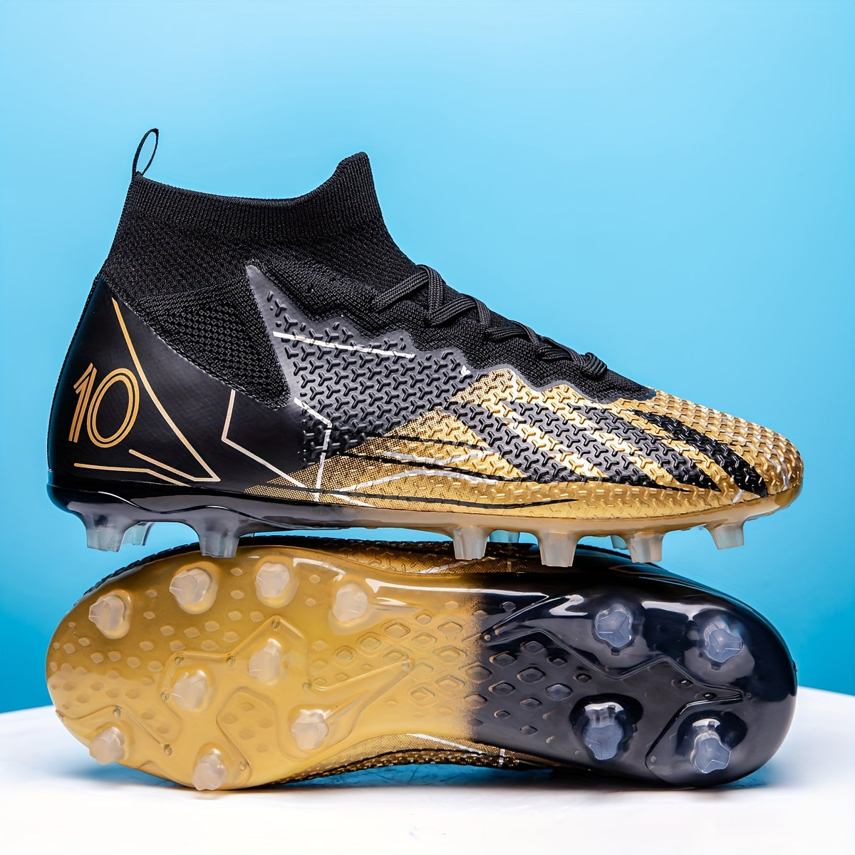 Stylish High Top Soccer Cleats with Spikes, Breathable and Non-slip for Professional Training and Competition