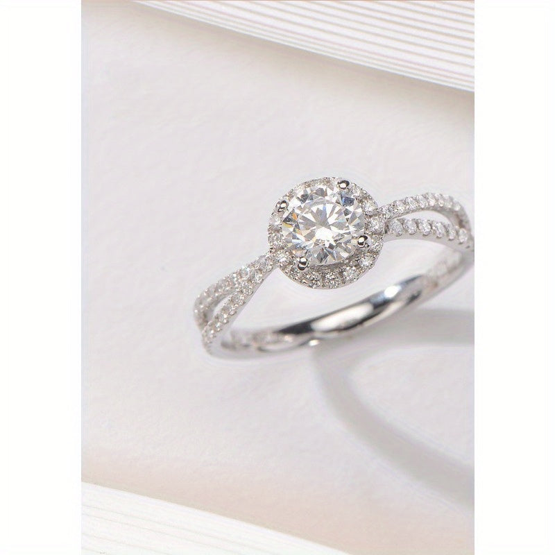 Luxurious Moissanite Engagement Ring for Women, Featuring an Alloy Band and Sparkling Stone. This Elegant Bridal Jewelry is Ideal for Valentine's Day and Special Occasions. With its Explosive, High-End Design, Broken Brick Detailing, and Sexy Luxury