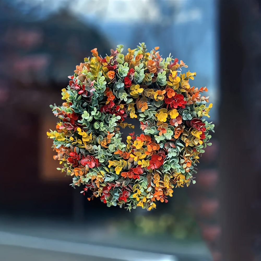 Add a festive touch to your living room decor with this Christmas wreath wall decal. Measuring 29.97cm round, this self-adhesive PVC sticker is perfect for creating a reusable floral art display for the holiday season. Perfect for Christmas and beyond.