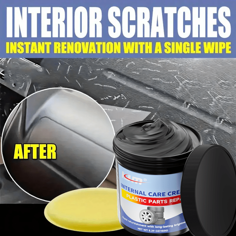 Car detailing repair solution for plastic part refurbishment and tire shine maintenance, providing added luster and anti-aging protection. Suitable for various vehicle types. 5.29 oz (150g)