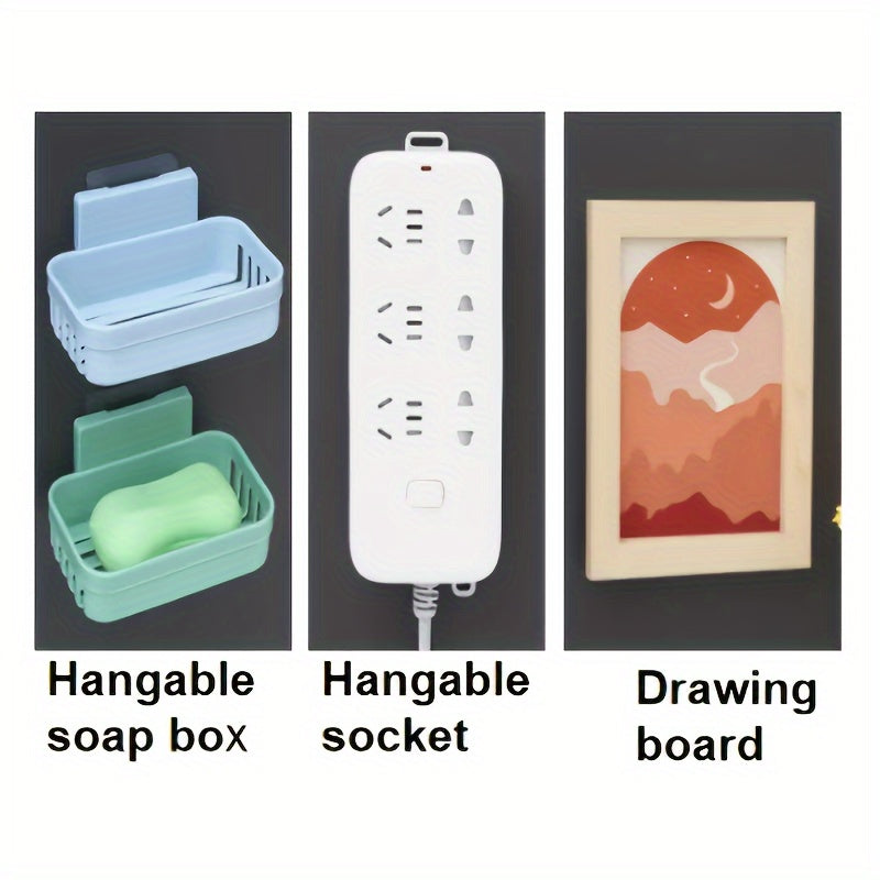 10 pairs of no-drill wall hooks with adhesive backing for easy, contemporary home organization. Durable, secure storage solution with a sleek, strong plastic design. Perfect for hanging things on the wall.